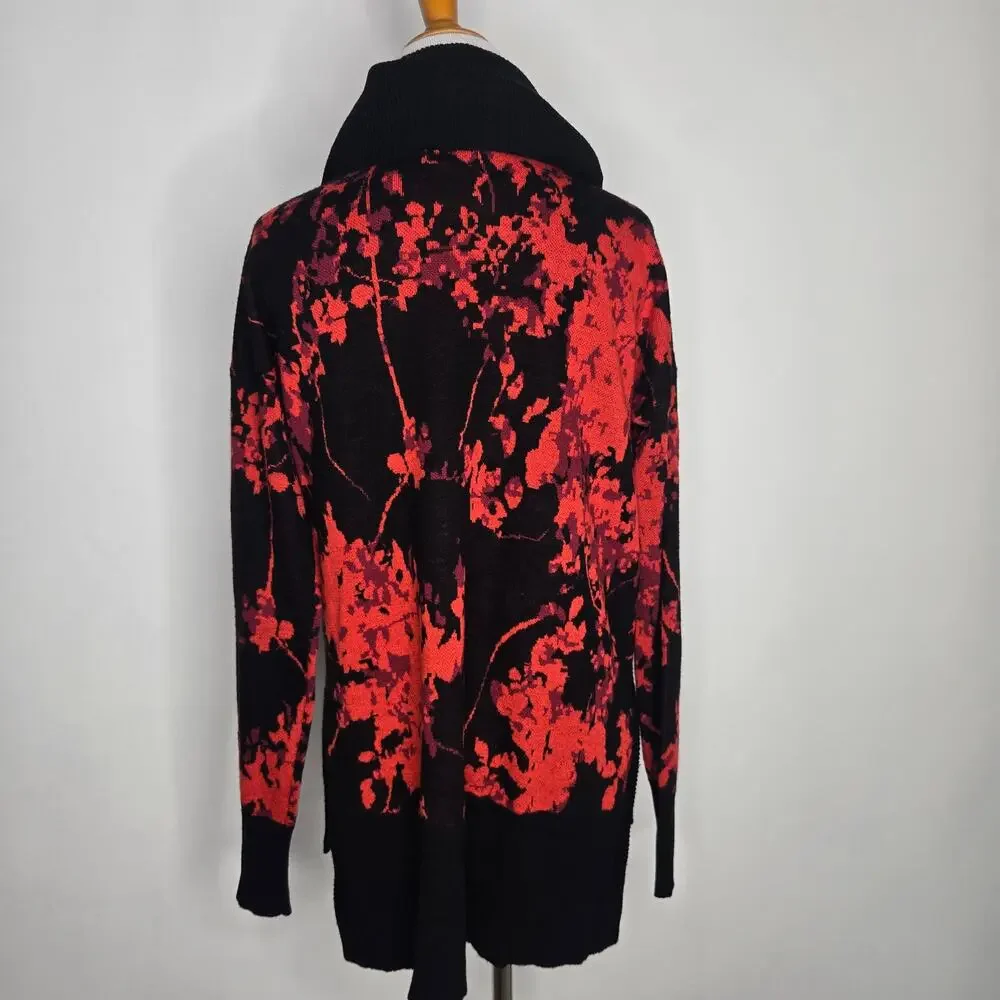 Diane von Furstenberg Merino Wool Floral Sweater Cowl Neck Bold Artsy Women XS